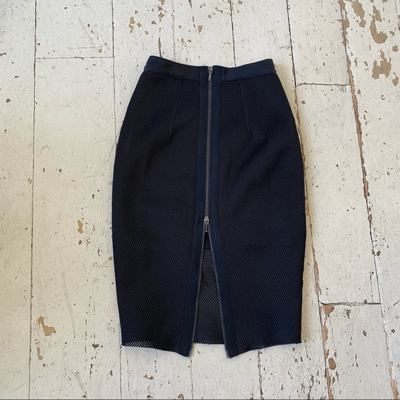 Witchery Black Mesh Scuba Pencil 2 Way Zip Skirt - Picture 6 of 9